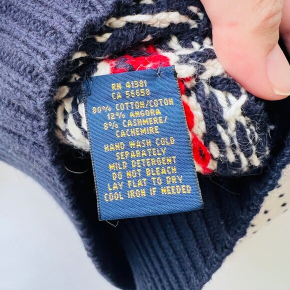 Polo Ralph Lauren Fair Isle Moose Tree Knit Sweater, White/red/blue, Size L P11 - Picture 8 of 9